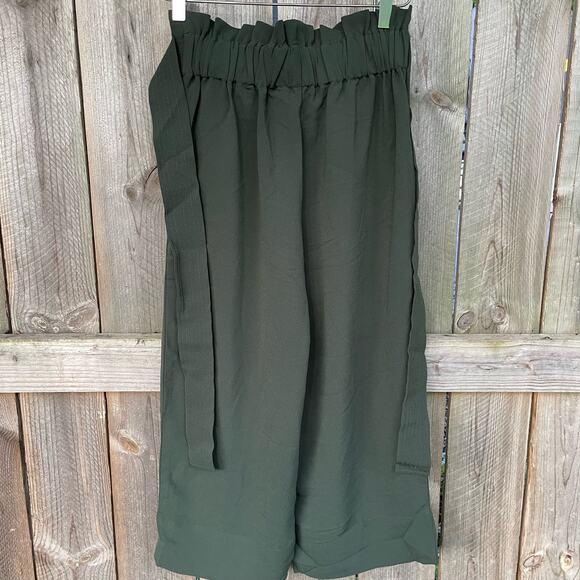Madewell Crop Pants Tie-Waist Huston Pull-On Olive Green Petite XS NWT - Picture 2 of 8
